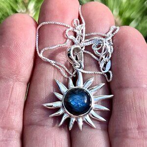 Sundance NEW $138 LABRADORITE SUN Sterling Silver 18” Pendant Chain Necklace